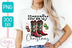 Howdy Christmas sublimation PNG, Western Christmas PNG Product Image 1