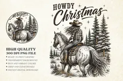 Howdy Christmas Western Cowgirl PNG, Retro Horse Design Product Image 1