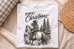 Howdy Christmas Western Cowgirl PNG, Retro Horse Design Product Image 2