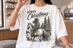 Howdy Christmas Western Cowgirl PNG, Retro Horse Design Product Image 3