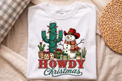 Howdy Christmas Western Snowman PNG - Cowboy Shirt Product Image 2