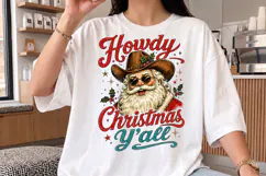 Howdy Christmas Y'all Santa PNG - Cowboy Shirt Design Product Image 2