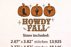 Howdy Fall. Three little pumpkins. Western Embroidery Product Image 6