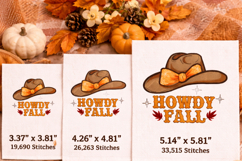 Howdy Fall, Western Hat, Cowgirl hat. Machine embroidery Product Image 2