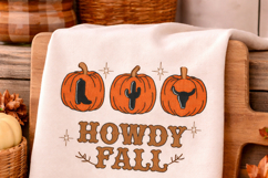 Howdy Fall. Three little pumpkins. Western Embroidery Product Image 5