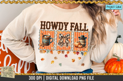 Howdy Fall is a professional design that is available at 300dpi PNG to use for Sublimation, iron-on transfer, DTG Printing and normal printing.