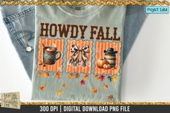 Howdy Fall is a professional design that is available at 300dpi PNG to use for Sublimation, iron-on transfer, DTG Printing and normal printing.