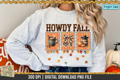 Howdy Fall is a professional design that is available at 300dpi PNG to use for Sublimation, iron-on transfer, DTG Printing and normal printing.