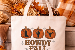 Howdy Fall. Three little pumpkins. Western Embroidery Product Image 3