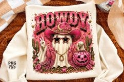 Howdy Ghost Png, Pink Cowgirl Halloween Ghost &amp; Cowboy Hat Product Image 1
