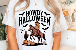 Howdy Halloween, Pumpkin Cowgirl PNG, Retro Western Fall Product Image 5