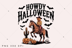 Howdy Halloween, Pumpkin Cowgirl PNG, Retro Western Fall Product Image 1