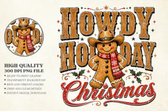 Howdy Holiday Christmas Ginger PNG - Cowboy Shirt Art Product Image 1