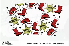 Christmas Cowboys Starbucks Hot Cup Wrap SVG Vector 16oz Product Image 2