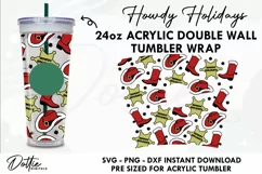 Howdy Holidays Wrap SVG 24oz Starbucks Acrylic Tumbler Product Image 1