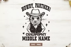 Howdy Partner Chaos SVG | Funny Western Animal Cowboy Design Product Image 1
