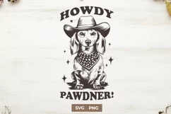 Howdy Pawdner SVG PNG, Cute Western Dog Sublimation Crafts Product Image 1