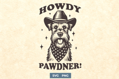 Howdy Pawdner Dog SVG Funny Schnauzer Western PNG, Cowboy Product Image 1