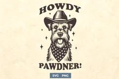 Howdy Pawdner Dog SVG Funny Schnauzer Western PNG, Cowboy Product Image 1