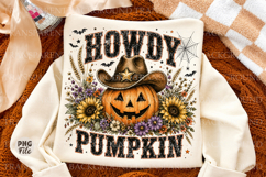 Howdy Pumpkin Halloween PNG,Fall Cowgirl Sublimation Design Product Image 1