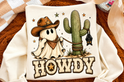 Howdy Retro Western Halloween PNG,Cowboy Ghost Sublimation Product Image 3