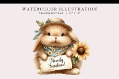 Howdy Sunshine Watercolor Bunny Clipart Product Image 1