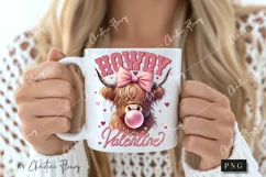 Highland Cow Howdy Valentine PNG, Valentines Day PNG Product Image 2