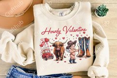 Howdy Valentine png, Highland cow png, Retro valentine png Product Image 2