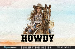 Howdy Western Cowgirl Sublimation PNG Product Image 1