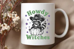 Howdy Witches SVG PNG, Western Halloween Raccoon Design Product Image 3