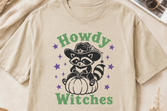 Howdy Witches SVG PNG, Western Halloween Raccoon Design Product Image 2
