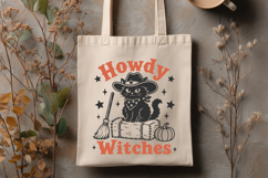 Howdy Witches SVG, Halloween Cat PNG, Western Witch Design Product Image 3
