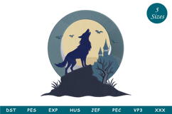 Howling Wolf Embroidery Design Product Image 1