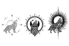 6 Howling wolf tribal tattoo design Product Image 1