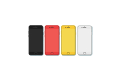 Colored smartphones in black red yellow and white modern mob Product Image 1