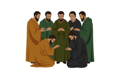 Group of men wearing robes in a biblical style illustration Product Image 1