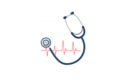 Stethoscope with red heartbeat pulse line medical health car Product Image 1