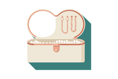 Jewelry box with pearl necklace and earrings in pastel color Product Image 1