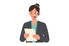 Female customer service representative with headset reading Product Image 1