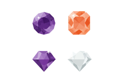 Colorful faceted gemstones vector illustration with purple o Product Image 1