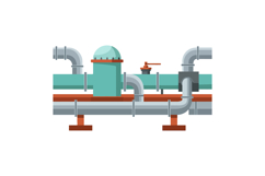 Industrial pipeline system with valves and metal pipes vecto Product Image 1