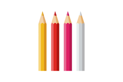 Colorful pencils in yellow red pink and gray vector illustra Product Image 1