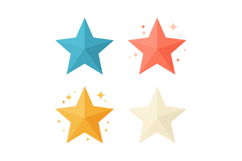 Colorful star icons set with blue, red, yellow, and white ve Product Image 1