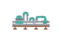 Industrial pipeline system with metal pipes and support stru Product Image 1