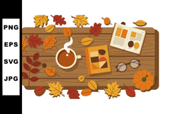 Autumn Cozy Table Scene with Coffee Book Glasses Pumpkin and Product Image 1