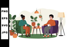 Two people having conversation sitting in armchairs surround Product Image 1