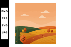 Autumn landscape with rolling hills and colorful trees in wa Product Image 1