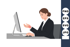 Businesswoman working frustrated at computer desk in office Product Image 1