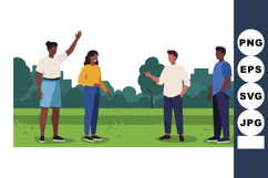 Group of diverse people socializing outdoors in park vector Product Image 1