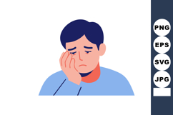 Sad man with blue hair and blue shirt showing emotional dist Product Image 1